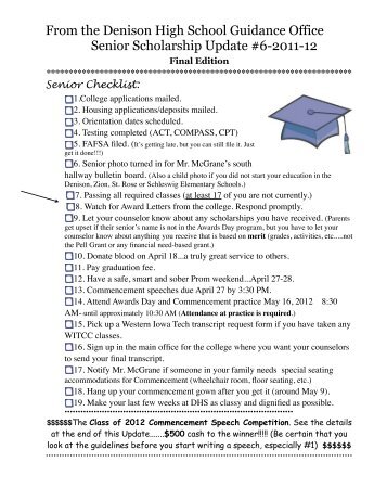 Scholarship Update #6 11-12 - Denison Community School District