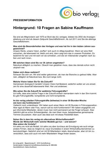 Hintergrund: 10 Fragen an Sabine Kauffmann