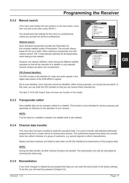 Programming the Receiver - Radix