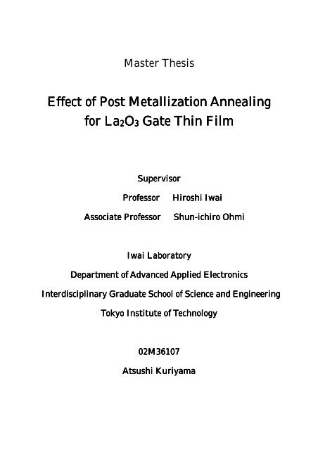 Effect of Post Metallization Annealing for La 2 O 3 Thin Film