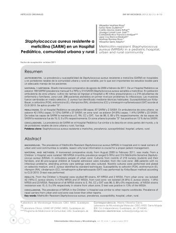 Staphylococcus aureus resistente a meticilina (SARM) en un ...