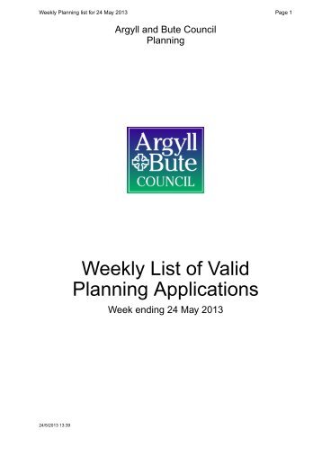 Weekly List of Valid Planning Applications - Argyll and Bute Council