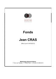 Fonds Jean CRAS - MÃ©diathÃ¨que Musicale Mahler