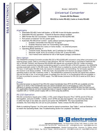 PRODUCT INFORMATION B&B ELECTRONICS Universal Converter