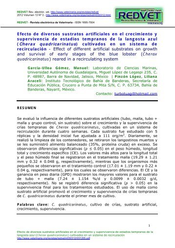 Efecto de diversos sustratos artificiales en el ... - Veterinaria.org