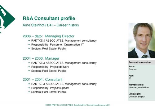 R&A Consultant profile - RADTKE & ASSOCIATES
