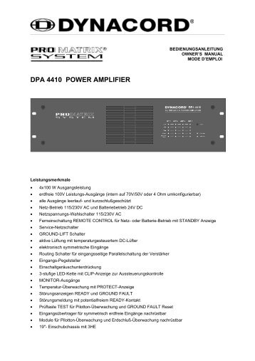 DPA 4410 POWER AMPLIFIER