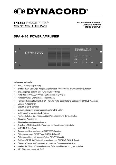 DPA 4410 POWER AMPLIFIER