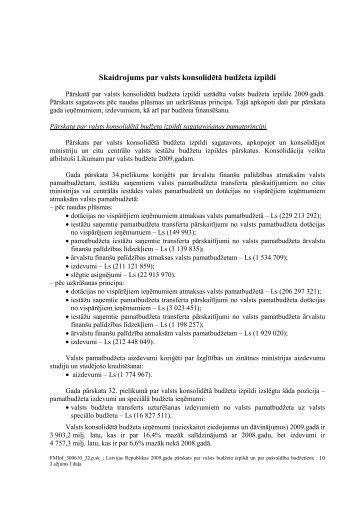 Skaidrojums par valsts konsolidētā budžeta izpildi - Valsts kase