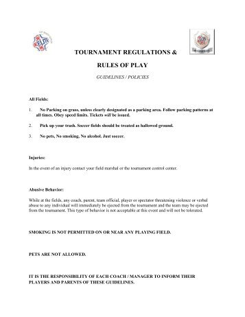 TOURNAMENT REGULATIONS & RULES OF PLAY - UK Elite Soccer