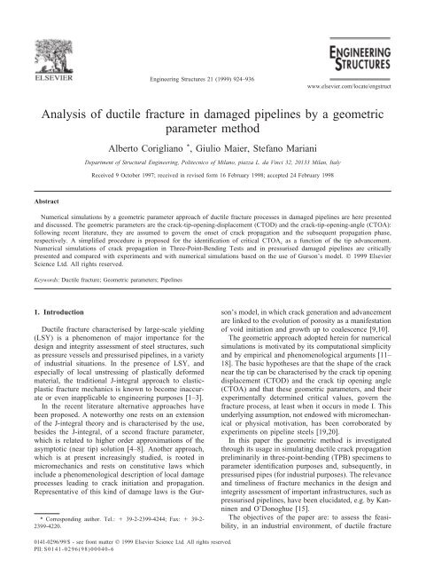 Analysis of ductile fracture in damaged pipelines by ... - ResearchGate