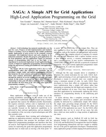 SAGA: A Simple API for Grid Applications High-Level Application ...