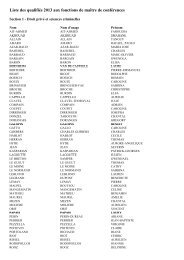 Liste des qualifiÃ©s 2013 aux fonctions de maÃ®tre de confÃ©rences