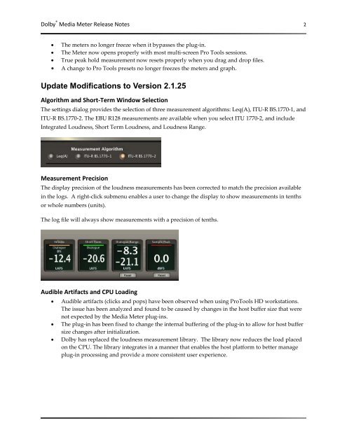 Dolby Media Meter Release Notes - Audio Intervisual Design, Inc.
