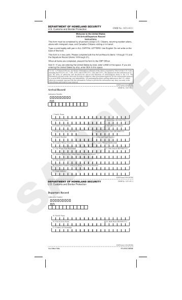 I-94 Arrival/Departure Record - Forms