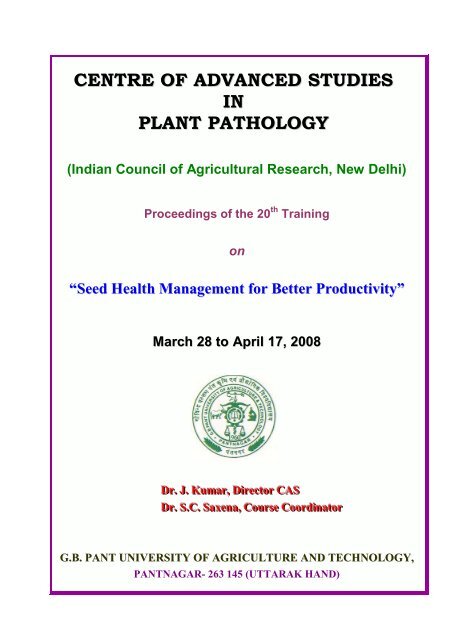 Seed Health Management for Better Productivity - Govind Ballabh ...