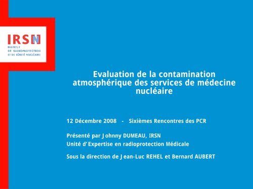 Evaluation de la contamination atmosphérique des services ... - IRSN