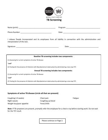 TB Test Form - People Incorporated
