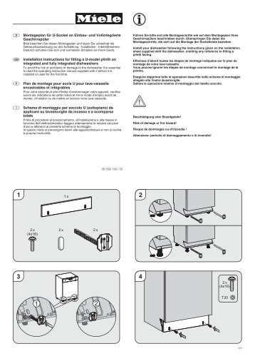 D Montageplan für U-Sockel an Einbau- und Vollintegrierte - Miele
