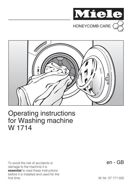 Operating instructions for Washing machine W 1714 - Miele