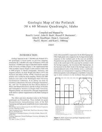 Geologic Map of the Potlatch 30 x 60 Minute Quadrangle, Idaho