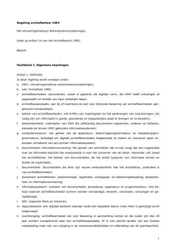 Besluit Regeling archiefbeheer UWV, 17 september 2004(pdf, 166 kB)