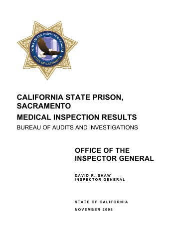 california state prison, sacramento medical inspection results
