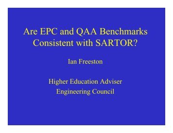 Are EPC and QAA Benchmarks Consistent with SARTOR?