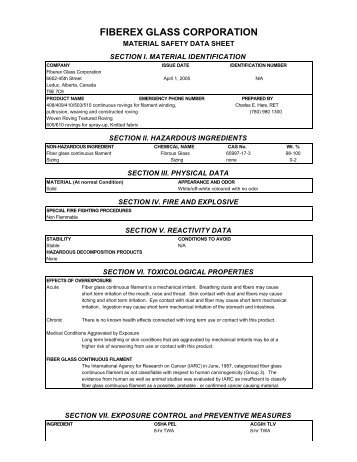 Fibrex Glass MSDS - OPC Health