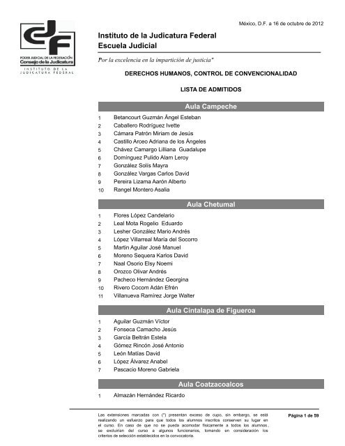 lista de admitidos - Instituto de la Judicatura Federal