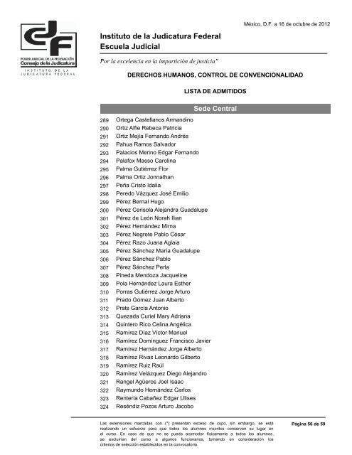 lista de admitidos - Instituto de la Judicatura Federal