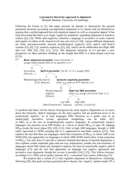 Practical Information - Generative Linguistics in the Old World