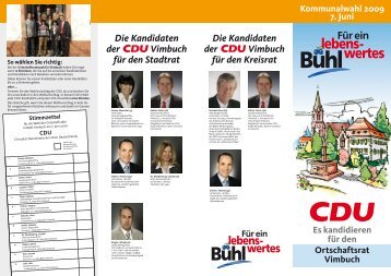 Für ein lebenswertes Vimbuch - CDU - Stadtverband Bühl