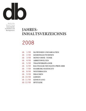 jahres- inhaltsverzeichnis 2008 - db - Deutsche Bauzeitung