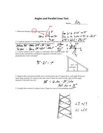 Angles and Parallel Lines Test - AbbyNet