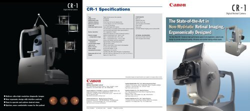 CR-1 Mark II retinal camera brochure (PDF, 2MB) - Canon