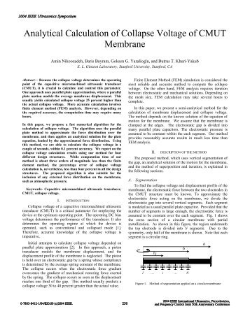 Analytical calculation of collapse voltage of CMUT membrane ...