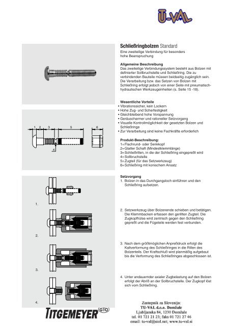 SchlieÃringbolzen Standard - Tu-val