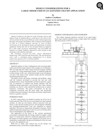 design considerations for a large mixer used in an agitated column ...