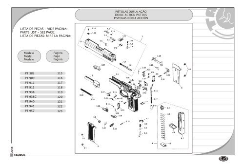 lista de peÃ§as - vide pÃ¡gina: parts list - see page - Taurus