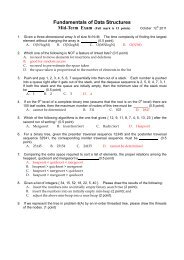 Fundamentals of Data Structures Mid-Term Exam (Full mark is 15 ...