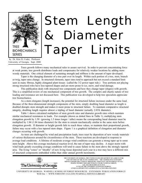 Stem Length & Diameter Taper Limits - University of Georgia