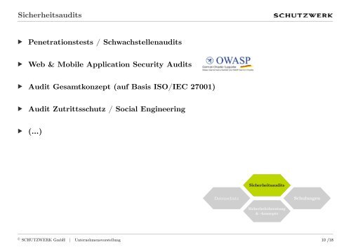 Aktuelle Unternehmensvorstellung der SCHUTZWERK GmbH