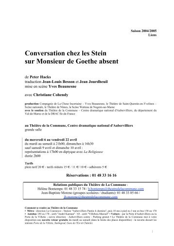 Conversation chez les Stein sur Monsieur de Goethe absent