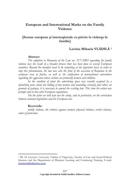Jurnalul de studii juridice supliment 4-2012 - Editura Lumen