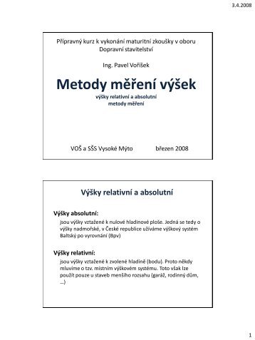 Metody mÄÅenÃ­ vÃ½Å¡ek