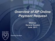 Overview Of AP Online Payment Request - Emory Finance