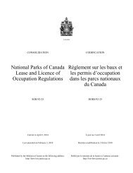 National Parks of Canada Lease and Licence of Occupation ...