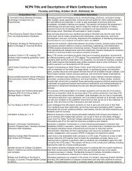 NCPN Title and Descriptions of Main Conference Sessions