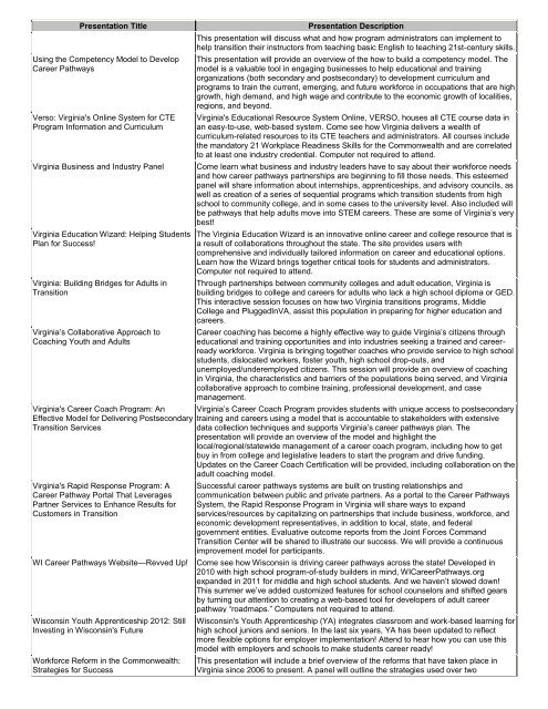 NCPN Title and Descriptions of Main Conference Sessions